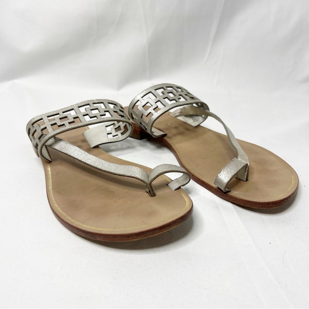Trina Turk Metallic Leather Sandals Size 7.5 - Picture 2 of 6